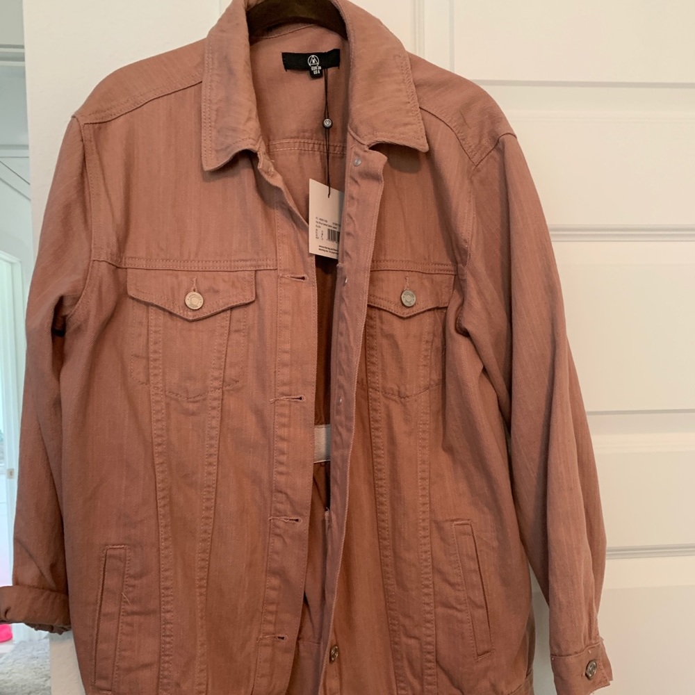 Oversized blush denim jacket